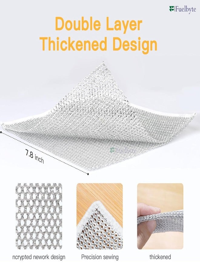 Fuelbyte 6 Pcs Double Layered Dish Wash Cloth Non Scratch Steel Wire Dish Cloth Wet and Dry Dishwashing Rugs for Kitchen Accessories Items Cleaning Supplies for Sinks Counters - Image 2